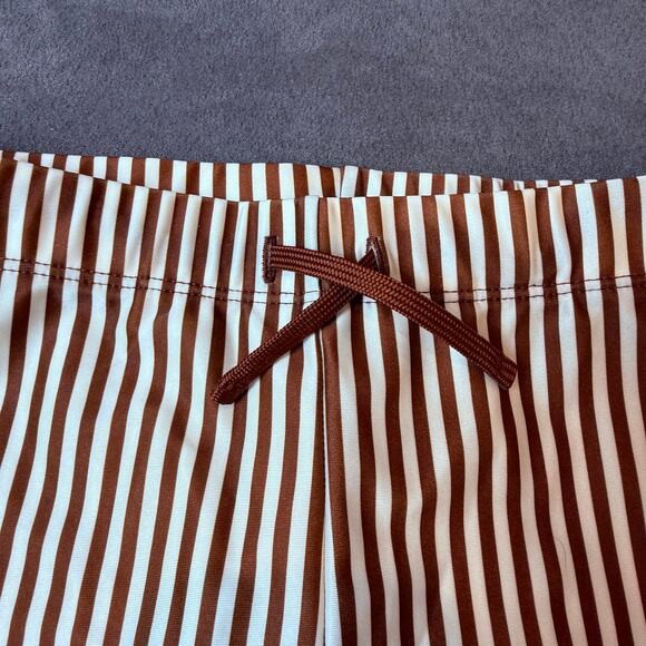 H&M Swim Trunks Euro Shorts Swimsuit Boys 5T 6 Brown White Stripe Retro - Picture 3 of 8